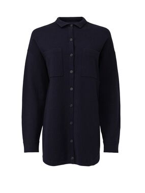 NAADAM Knit Shirt Jacket in Dark Navy